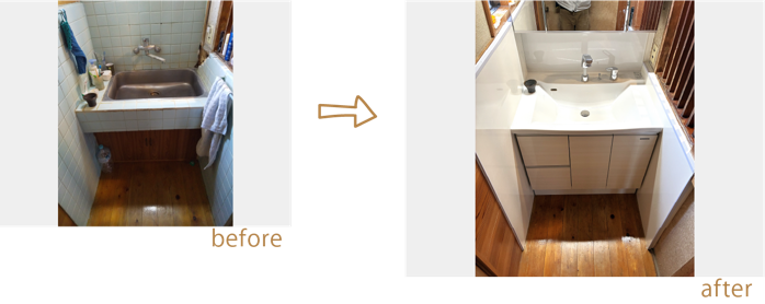 洗面化粧台入れ替え工事